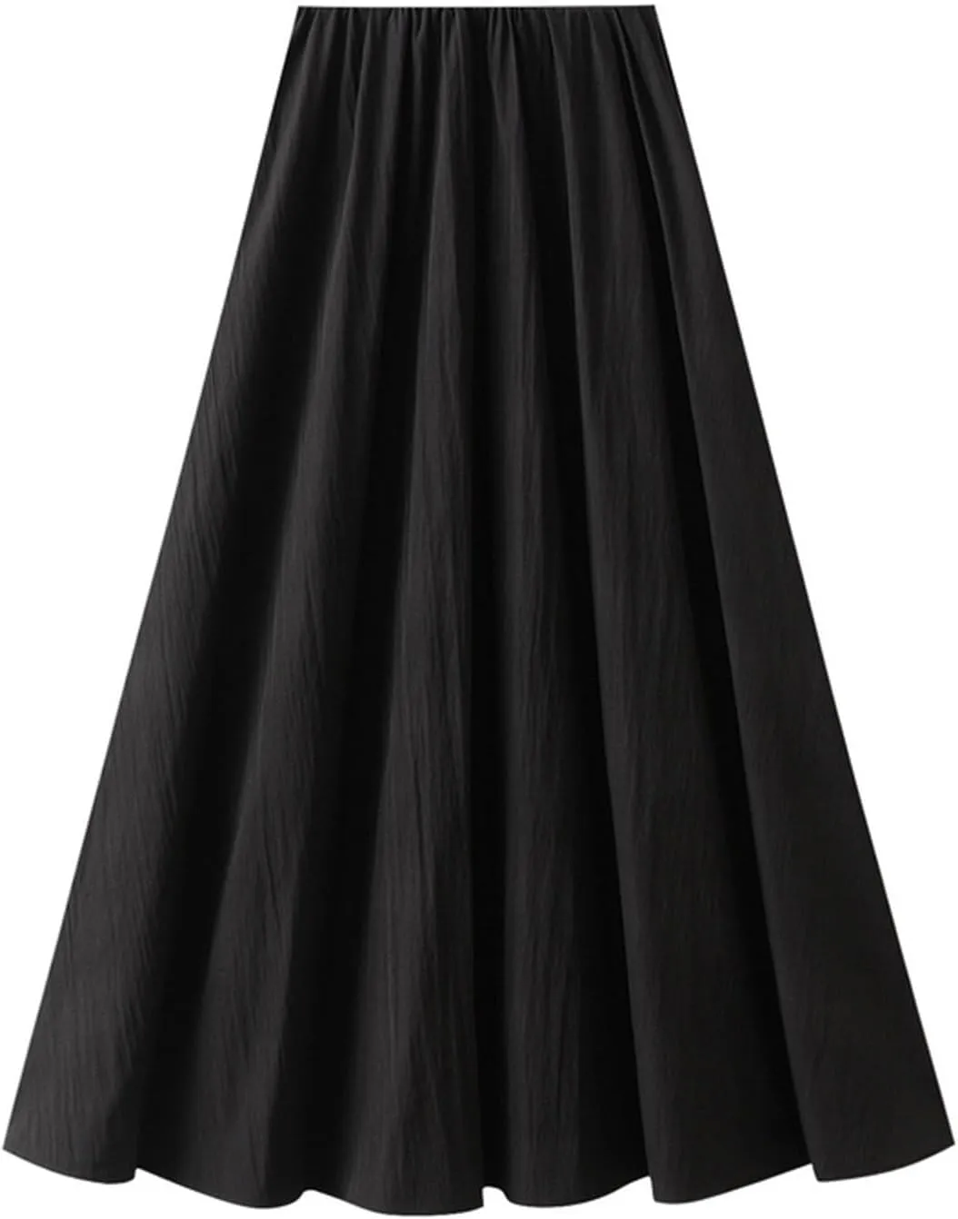 Women's High Waist Flared Skirt Casual Pleated Swing Midi Skirt Vintage Plain A-line Long Skirts with Pockets