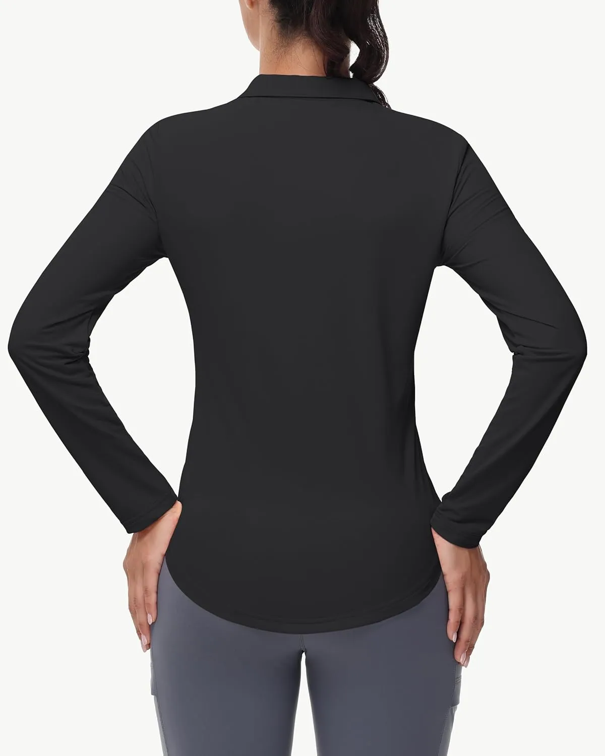 Women's Long Sleeve Golf Shirt Collared Polo Sun Protection Quick Dry Workout Athletic Running Tennis Hiking Lightweight Tops