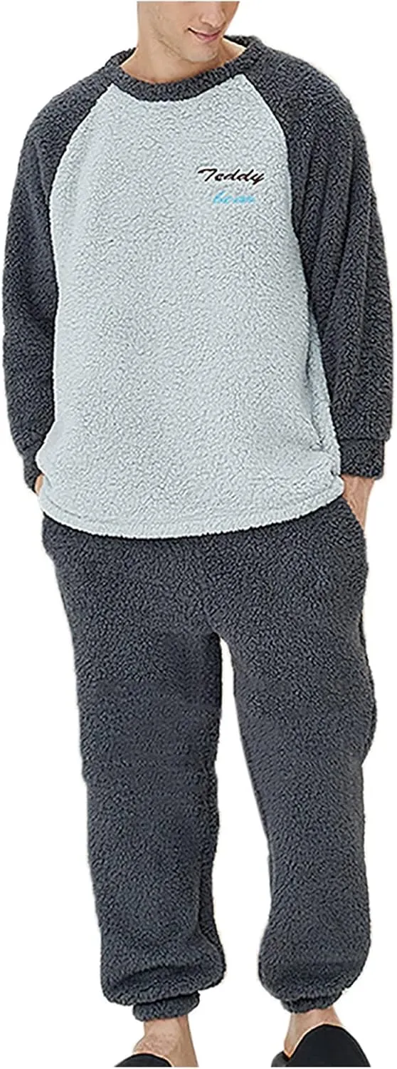 Womens Long Sleeve Velvet Pajama Sets Winter Warm Tops and Pants with Pocket Pjs Lounge Set Soft Loungewear Sleepwear