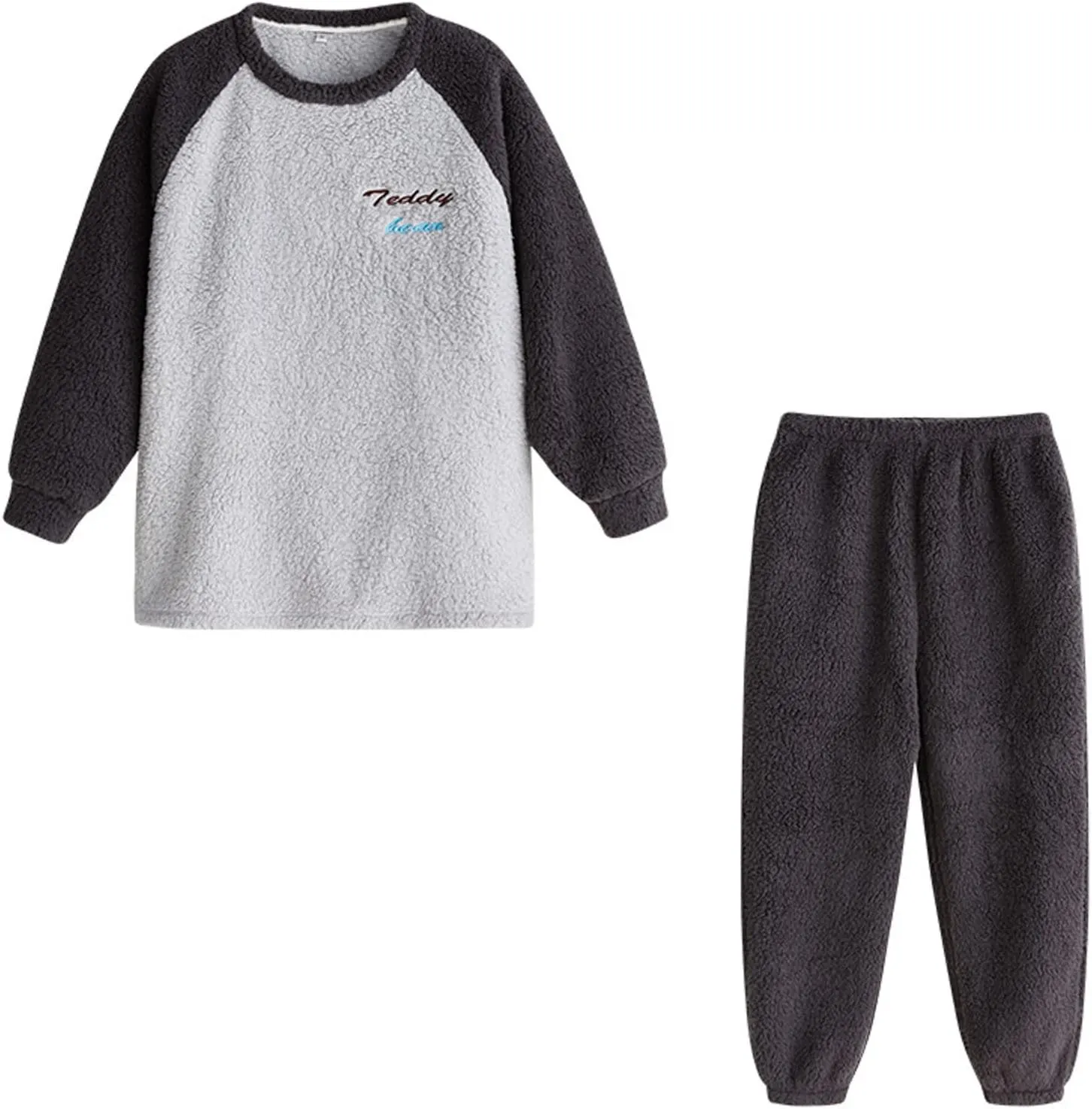 Womens Long Sleeve Velvet Pajama Sets Winter Warm Tops and Pants with Pocket Pjs Lounge Set Soft Loungewear Sleepwear