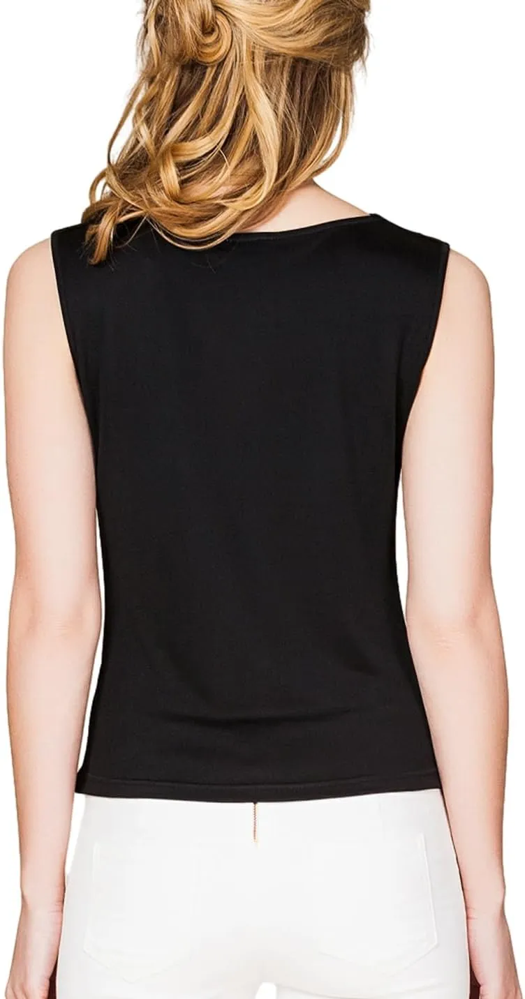 Womens Mulberry Silk Tank Top/Sleeveless Cowl Neck Pure Silk Blouse Tops|Summer Real Silk Tank T-Shirt