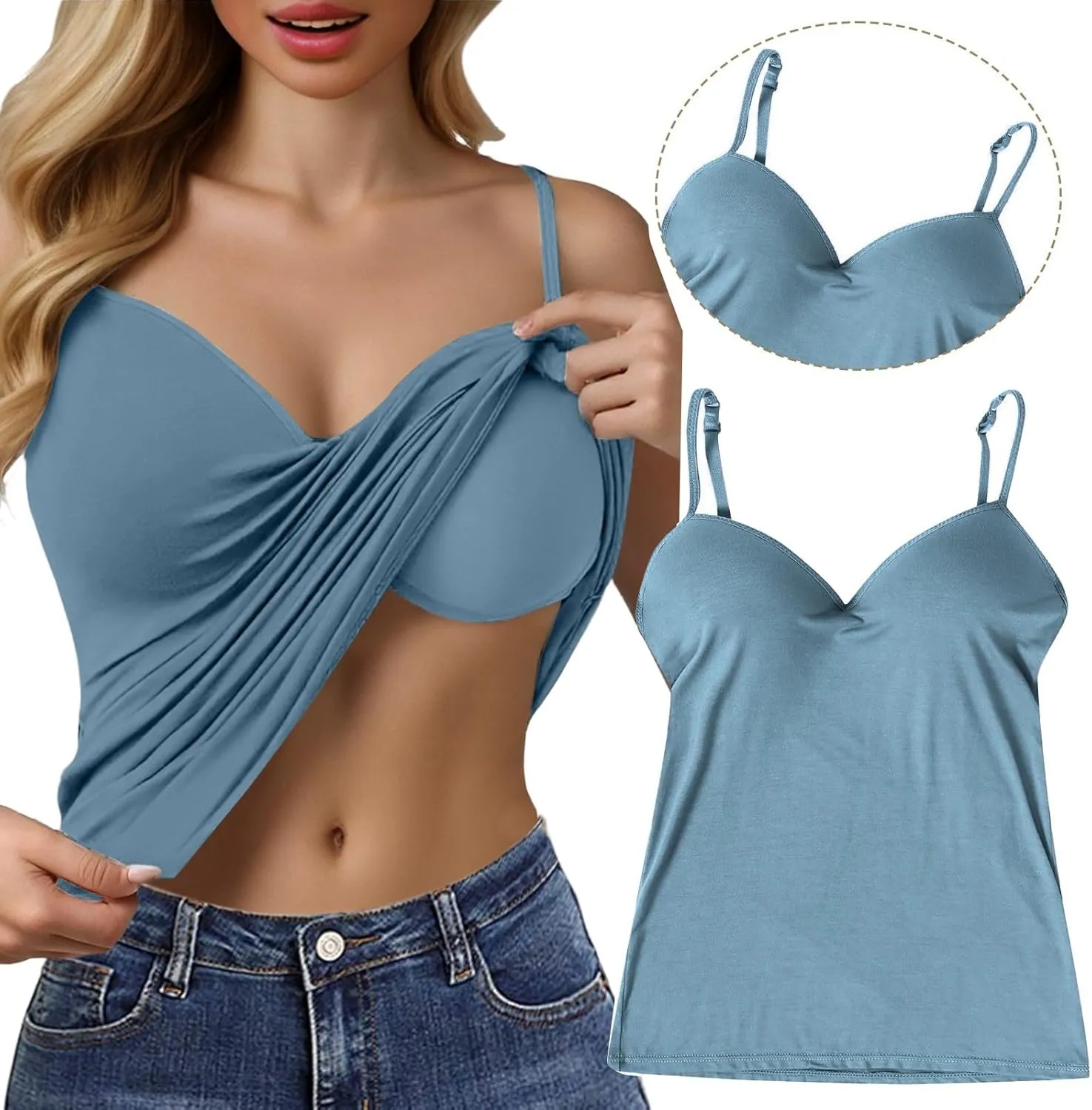Womens Tank Tops with Built in Bra Summer Basic Padded Yoga Shirt Shelf Bras Workout Camisole Casual Undershirt