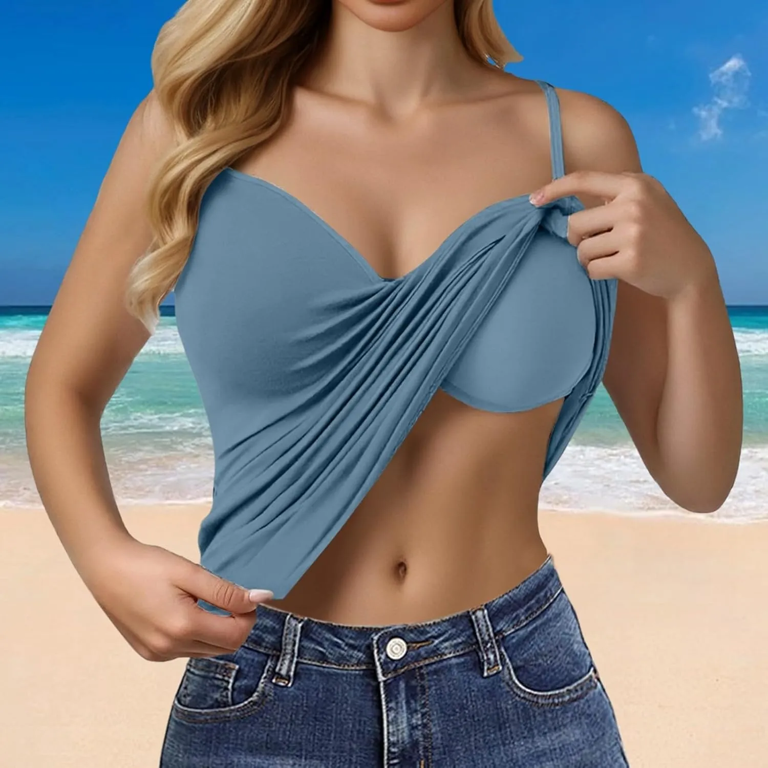 Womens Tank Tops with Built in Bra Summer Basic Padded Yoga Shirt Shelf Bras Workout Camisole Casual Undershirt