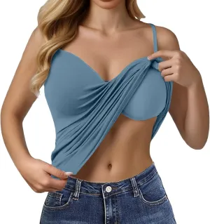 Womens Tank Tops with Built in Bra Summer Basic Padded Yoga Shirt Shelf Bras Workout Camisole Casual Undershirt