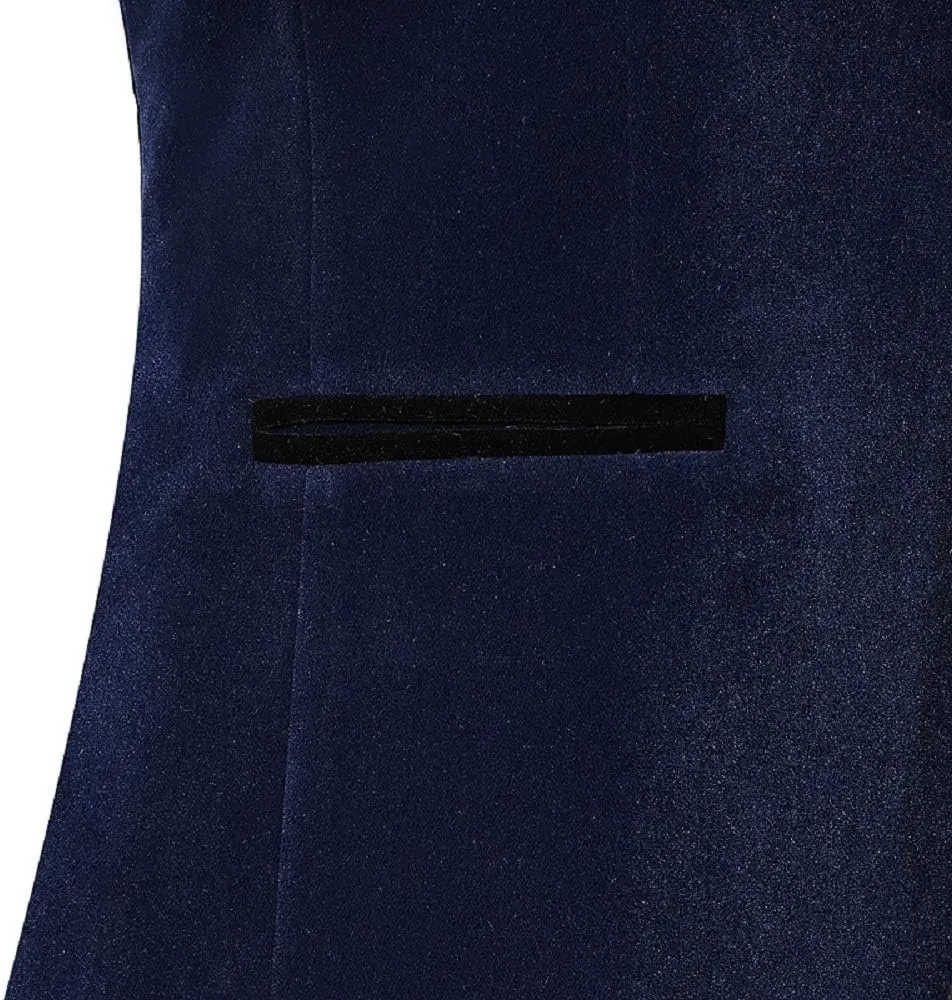 Women's Velvet Pant Suits Set Ladies Business Office Tuxedos Formal Work Wear