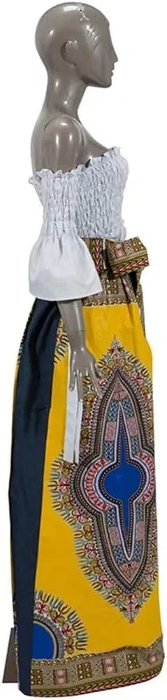 XIAOHUAGUA Women's High Waist Loose Long Pants African Dashiki Print Wide Leg Trousers Pant Plus Sizes