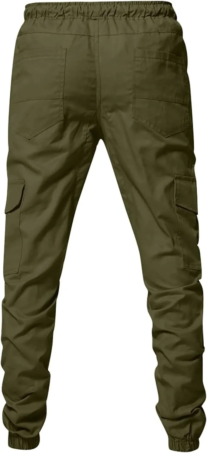 Ymosrh Khaki Cargo Pants for Men Jeans Solid Color Ripped Holes Frayed Gradient Washed Trousers Slim Fit Chinos