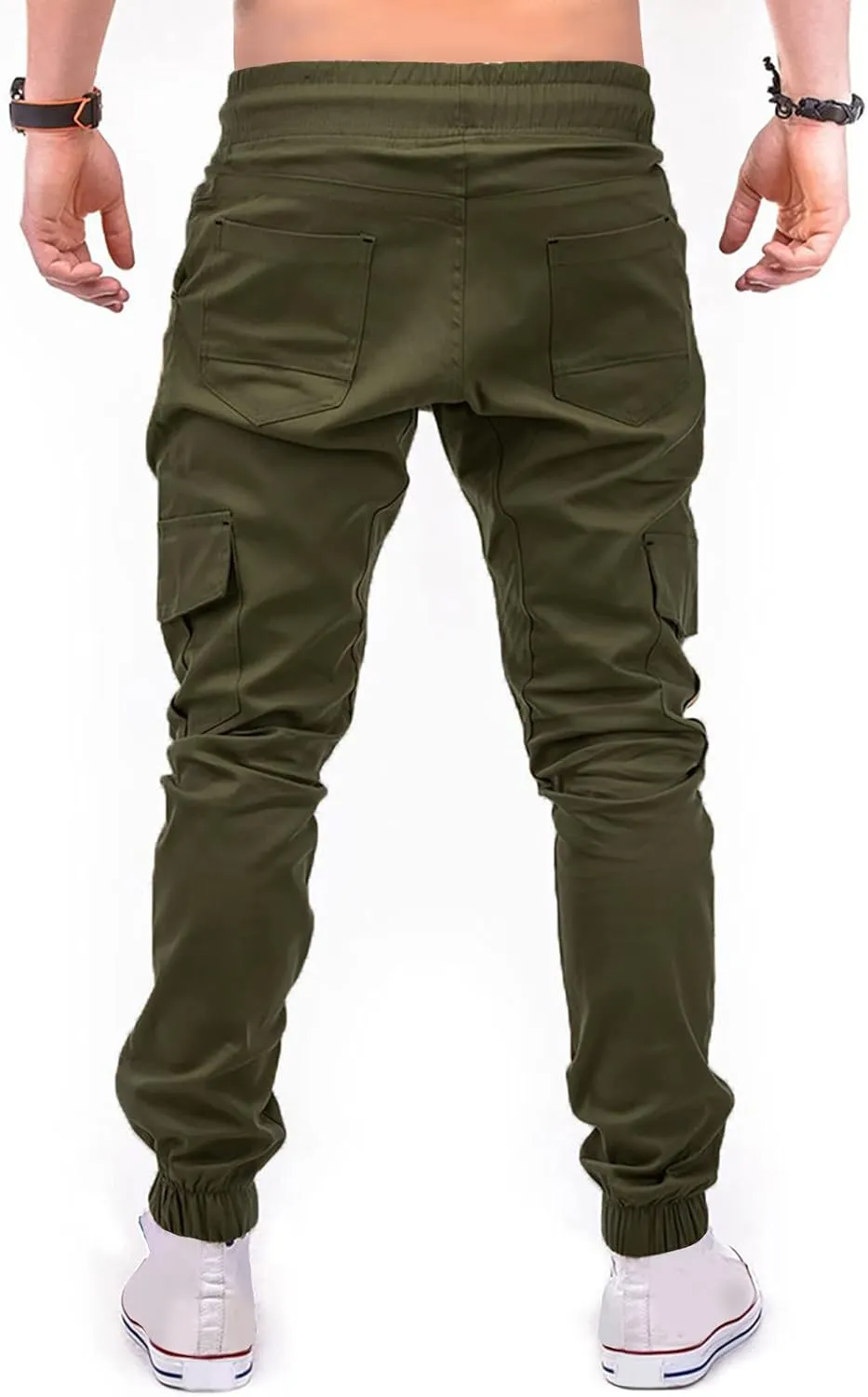Ymosrh Khaki Cargo Pants for Men Jeans Solid Color Ripped Holes Frayed Gradient Washed Trousers Slim Fit Chinos