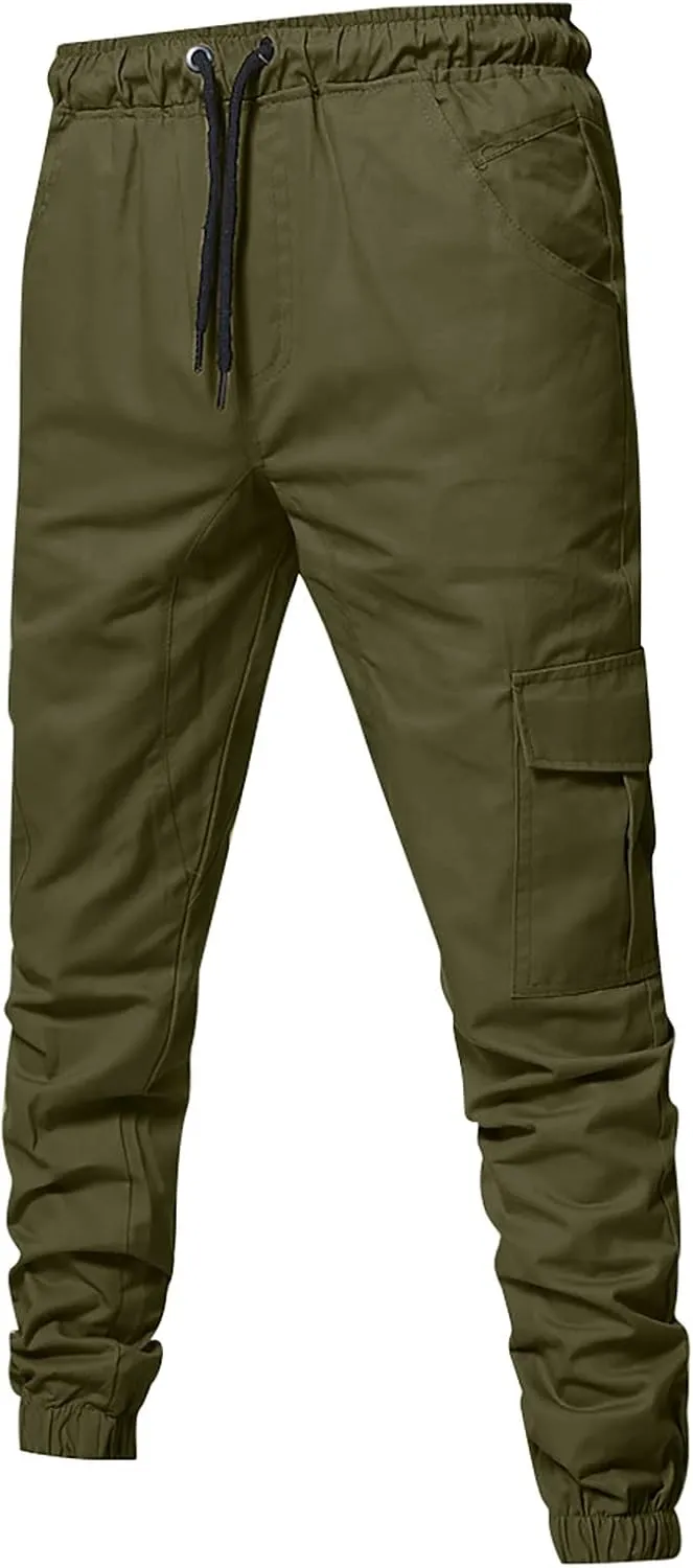 Ymosrh Khaki Cargo Pants for Men Jeans Solid Color Ripped Holes Frayed Gradient Washed Trousers Slim Fit Chinos