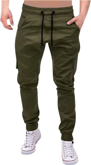 Ymosrh Khaki Cargo Pants for Men Jeans Solid Color Ripped Holes Frayed Gradient Washed Trousers Slim Fit Chinos