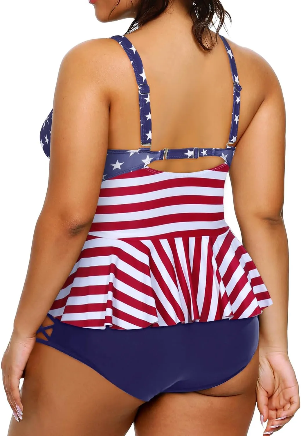 Yonique Plus Size Swimsuits for Women Tummy Control Two Piece Bathing Suits Peplum Tankini Tops High Waisted Swimwear