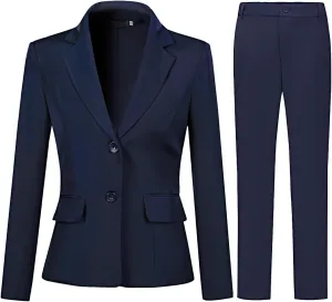 YUNCLOS Womens Formal Two Piece Office Lady Suit Set Work Blazer Jacket Pant