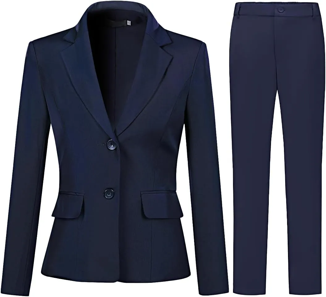 YUNCLOS Womens Formal Two Piece Office Lady Suit Set Work Blazer Jacket Pant
