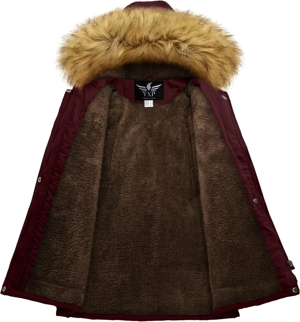YXP Women's Winter Thicken Military Parka Jacket Warm Fleece Cotton Coat with Fur Hood