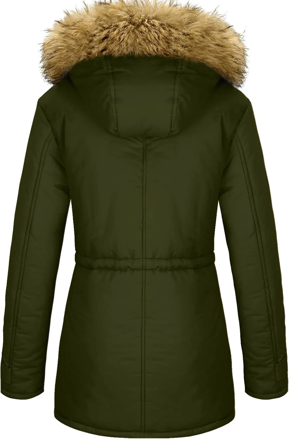 YXP Women's Winter Thicken Military Parka Jacket Warm Fleece Cotton Coat with Fur Hood