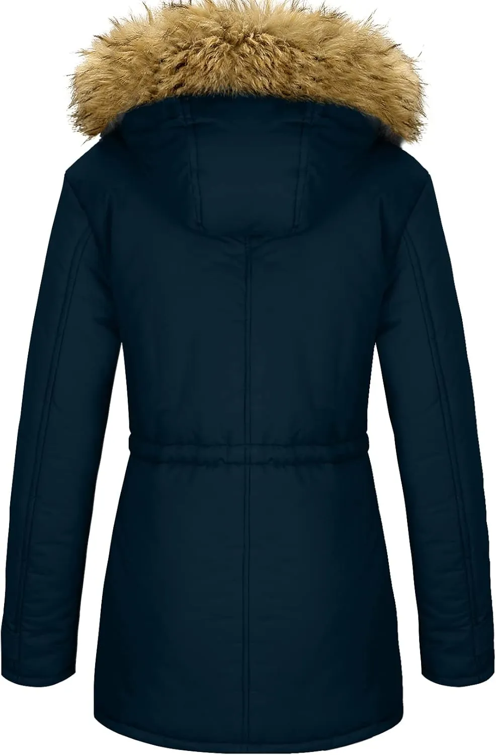 YXP Women's Winter Thicken Military Parka Jacket Warm Fleece Cotton Coat with Fur Hood