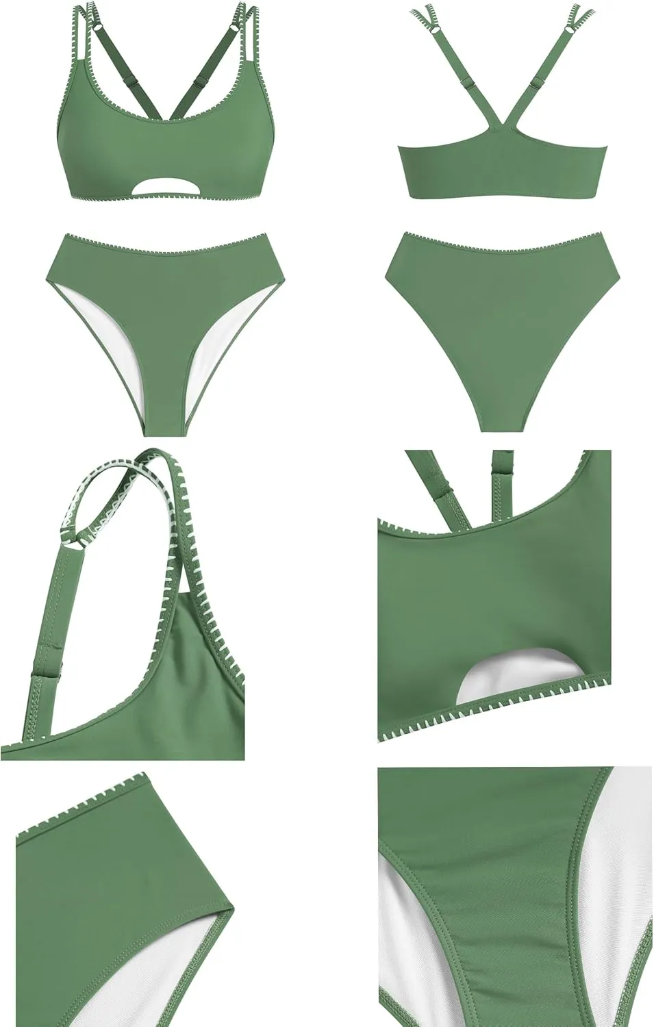 ZAFUL High Waisted Bikini Sets for Women Tummy Control Swimsuits Cut Out Bikini Tops Full Coverage Bottoms Bathing Suit