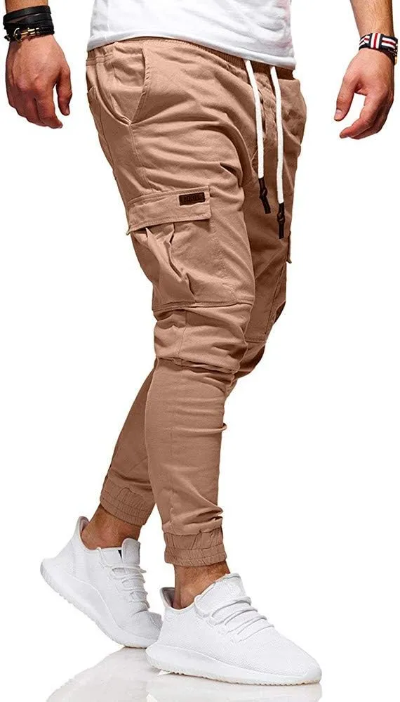 ZHUER Sweatpants Men Slim Fit Chino Cargo Pants Stretch Elastic Waist Jogger Pants Fashion Casual Pants 2023 Fall Winter